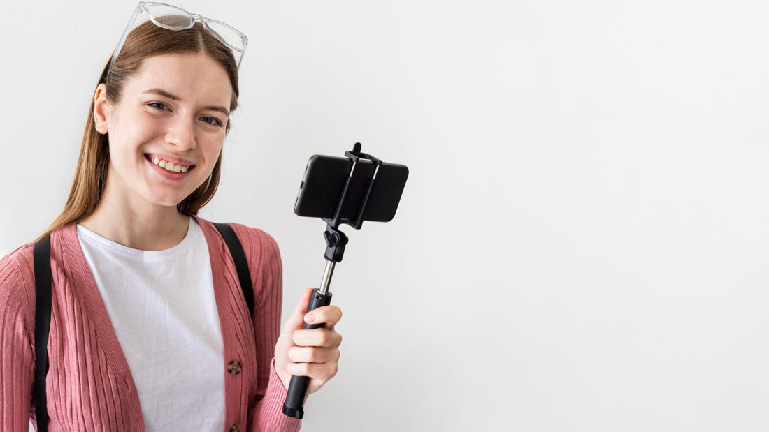 woman using a monopod