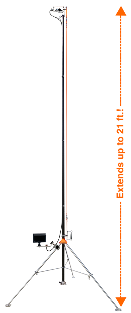 Tower legs extending Electronics extends 21 feet