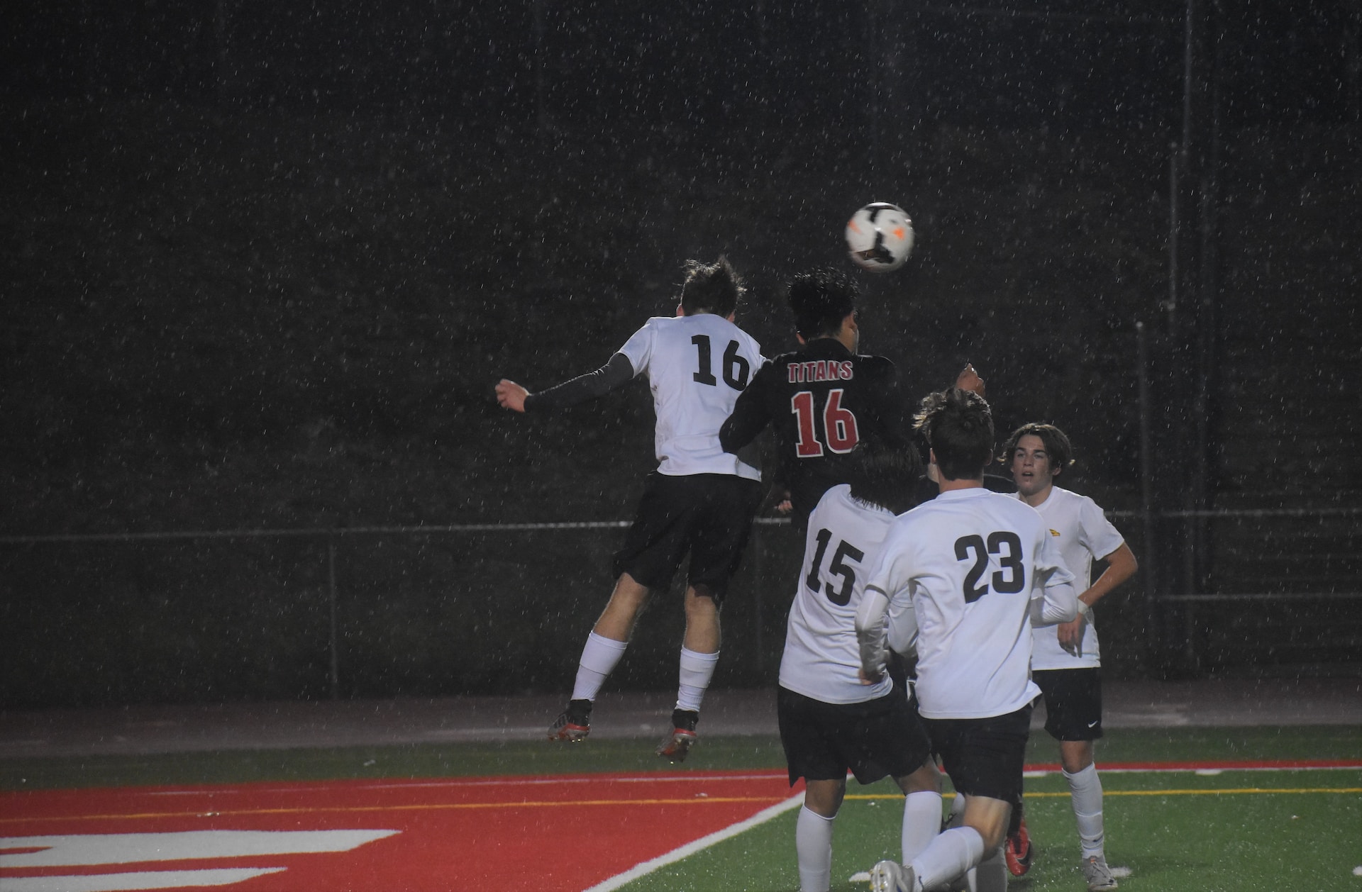 soccer in the rain